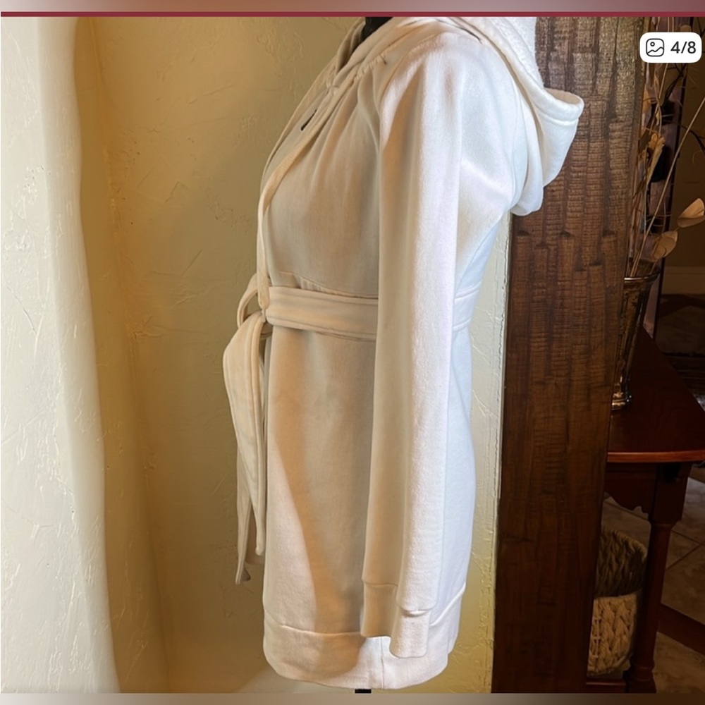 Victoria’s Secret Plush and Lush Women's Cream Hoodie Sweatshirt Jacket Dress S - Picture 3 of 9